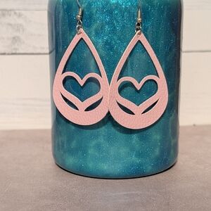 Pink Heart Drop Earrings